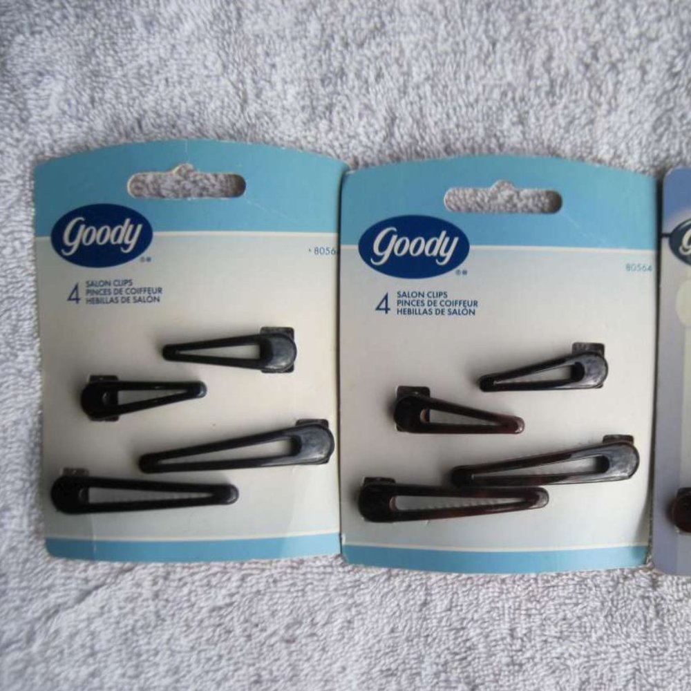 4 Goody Plastic Salon Clips Spring Backs Secure Hair Section Dark Black Red 2002